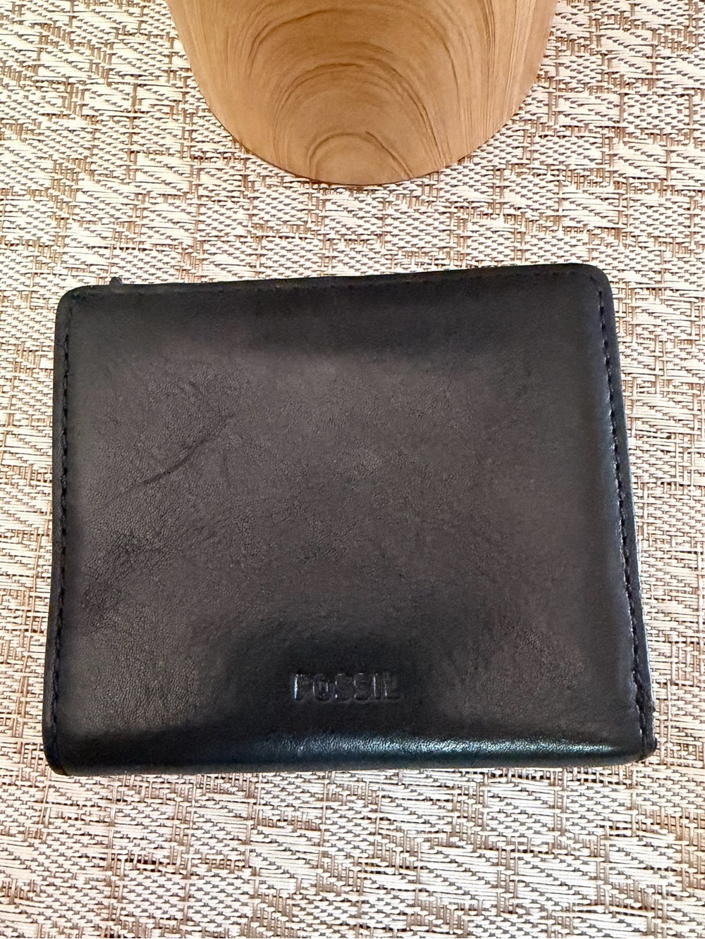 Fossil mini black womens wallet 4”